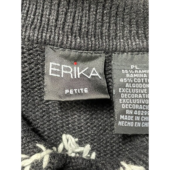 Vintage Erika Cardigan Sweater Petite Large Snowy Village Xmas Winter Holiday - Picture 14 of 16